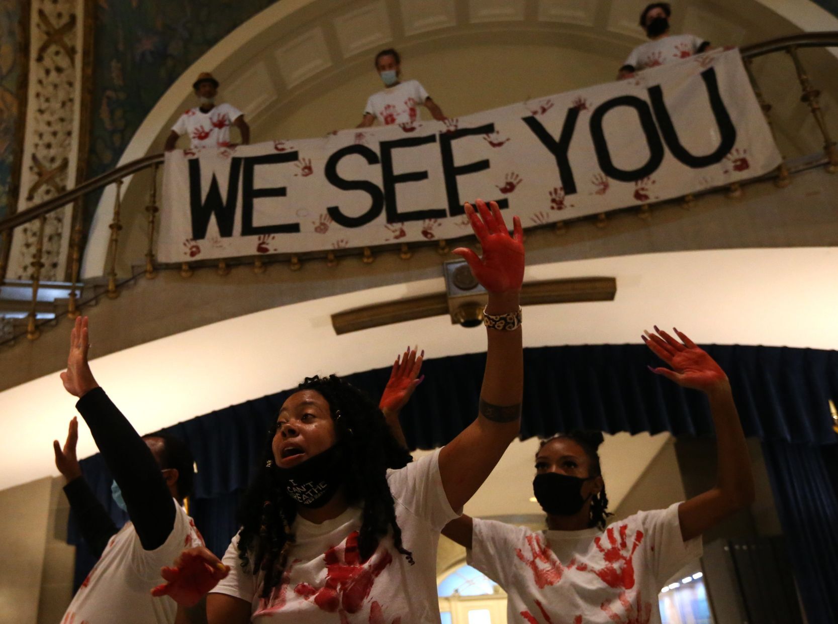 ExpectUsSTL protesters drop poster during House debate